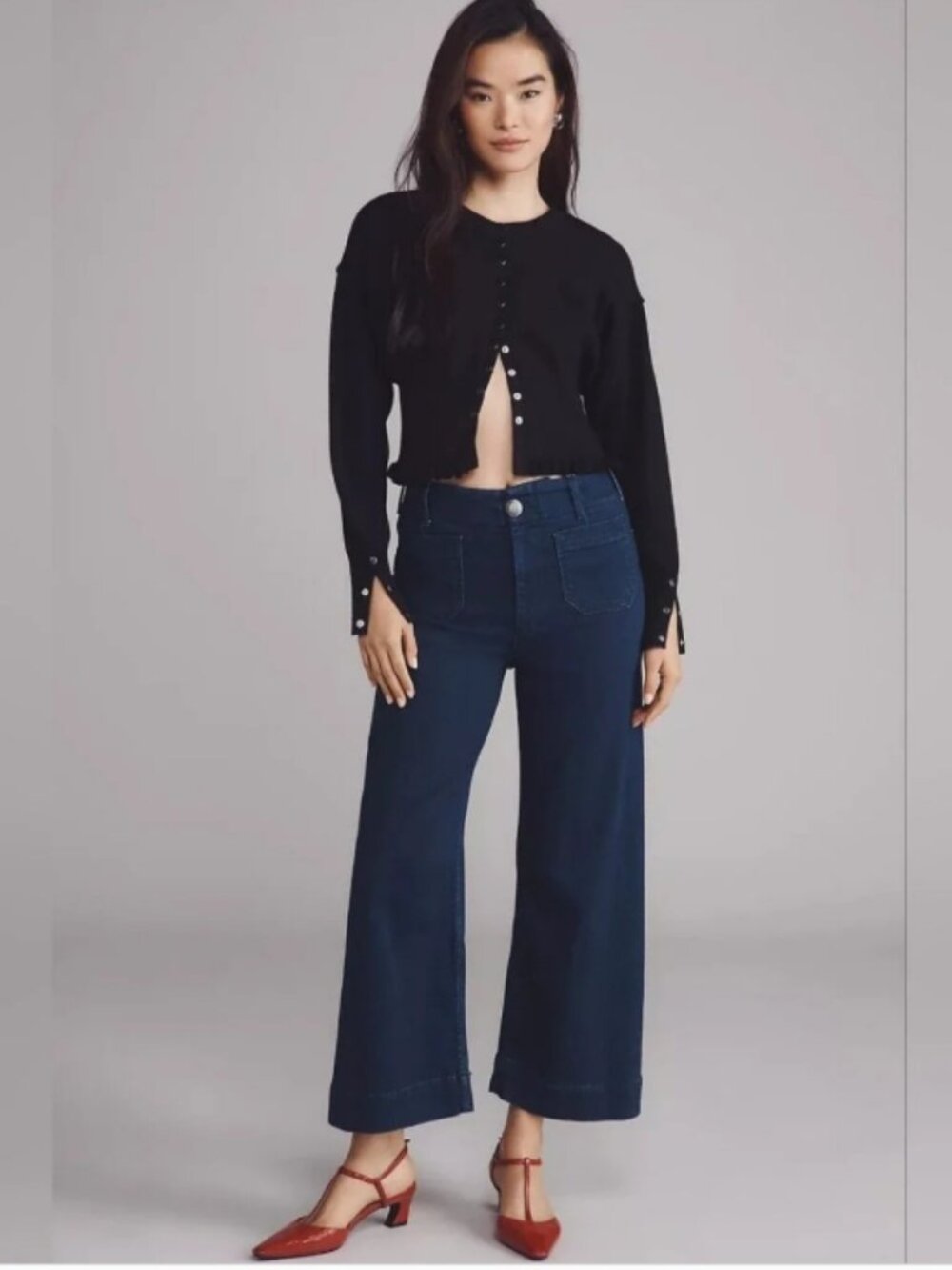 NWT Anthropologie The Colette Crop High-Rise Wide-Leg Jeans by Maeve